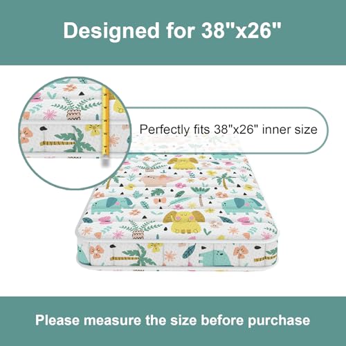 Moonlightfamily 3 Inch Mini Mattress, 38" Lx26 W Mattress, Toddler Mattress with No Gaps Edge Reinforcement High Density Foam, Odorless and Steady, Elephant