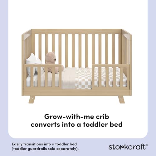 Storkcraft Beckett 3-in-1 Convertible Crib – GREENGUARD Gold Certified, Fits Standard Crib Mattress, Converts to Toddler Bed and Daybed, 4 Mattress Heights, Grow-with-Me Design (Driftwood)