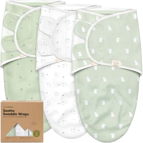 KeaBabies 3-Pack Organic Baby Swaddles for Newborns, Infant (Bunnies, 0-3M)
