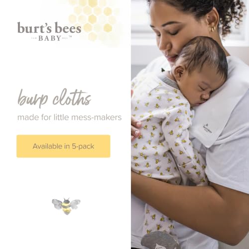 Burt's Bees Baby 100% Organic Cotton Burp Cloths, 17x11.75 in, 5-Pack