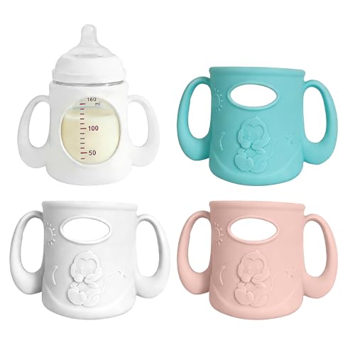 XTSWFC 3Pack Silicone Sleeves for Pigeon Baby Bottles 5.4oz, Anti Breakage Glass Baby Bottle Holder with Handles