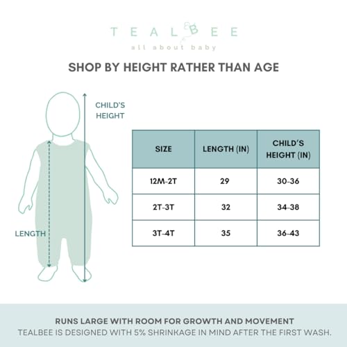 Tealbee Dreamsuit Toddler Sleep Sack with Feet – Walker Sleep Bag with Legs, Rayon made from Bamboo, Summer 0.8 TOG, 2-Way Zipper, 2T-3T - Checkered