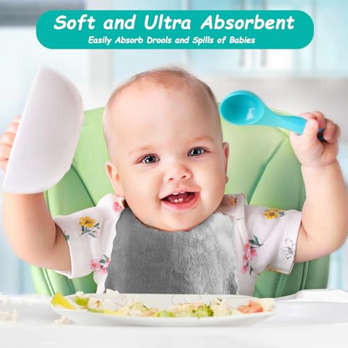 HOMEXCEL Baby Washcloths 12 Pack-Microfiber Coral Fleece Baby Bath Face Towel 7 x 9 Inch Extra Absorbent Soft Burp Cloth and Wash Cloths for Newborn-Infants and Toddlers-Gentle On Sensitive Skin,Grey