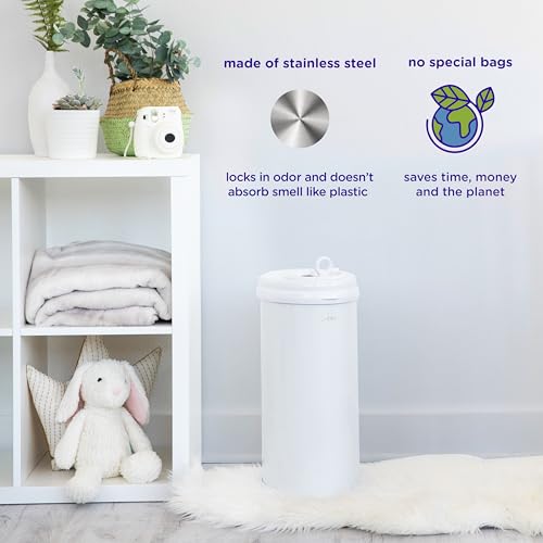 Ubbi Stainless Steel Diaper Pail, No Special Bags, Odor-Locking, Gray