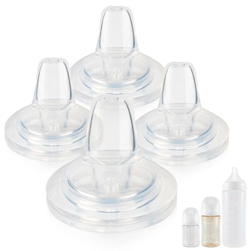Sippy Spout Nipples for Pigeon PPSU&PP Nursing Baby Bottle and Glass Baby Bottles,Soft Silicone Sippy Cup Nipples,Leak-Proof,Variable Flow Conversion Nipple,6+ Months,4 Count