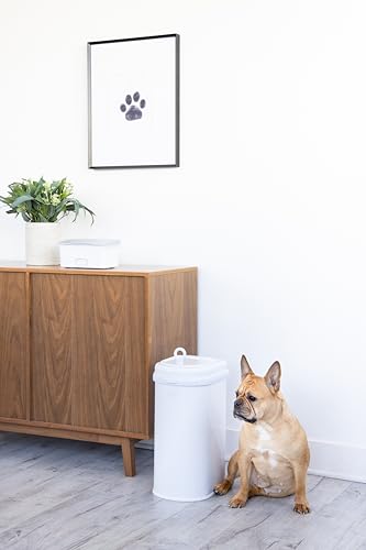 Ubbi Pet Waste Pail, Odor-Locking Cat Litter Disposal System, Stainless Steel Pet Waste Can with Safety Lock & Scoop, No Special Bags Required, White