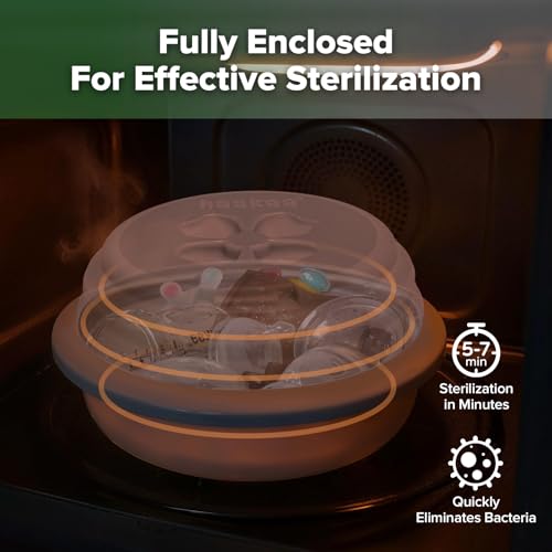 Haakaa Multipurpose Silicone Microwave Bottle Sterilizer&Steamer–Food-Grade Silicone Collapsible Microwave Sterilizer for Baby Bottles,Breast Pump Parts&Pacifiers and Accessories,Great For Home&Travel