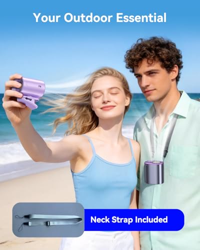 Clip-On Portable Fan with Ice Cooling, 20000 RPM Rechargeable Handheld Turbo Fan, 360° Rotating Detachable Clip, Mini Stroller Fan for Baby, Compact Travel Essentials, Summer Gifts for Women,Grey