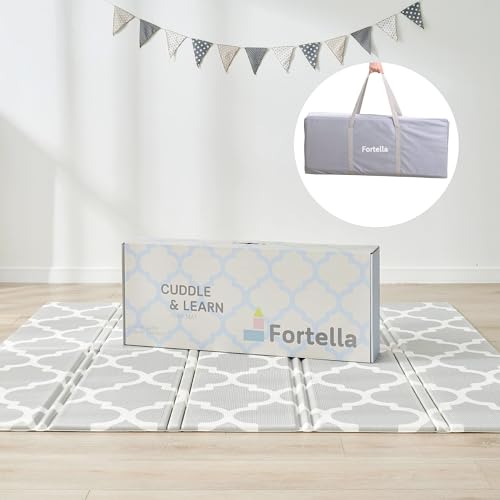 Fortella Extra Large Baby Play Mat for Playpens, 71.5”x70” Reversible & Waterproof, Certified Non-Toxic Foam Mat, 0.6” Thick Foldable Playmat with Travel Case for Tummy Time & Crawling, Indoor Outdoor