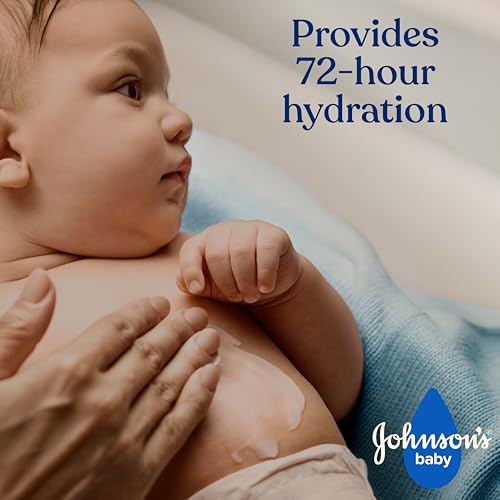 Johnson's Baby lotion with coconut oil, aloe vera & vitamin b5, 72 hour hydration, gentle baby moisturizer, hypoallergenic, safe for newborns, helps protect from dryness, 27.1 fl oz