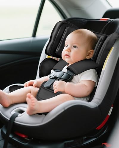 HNHUAMING Infant Car Seat Insert with 2 Headrest for Doona|Graco, Thickened Baby Car Seat Head Support for Newborn, Reveable Baby Car Seat Cushion for Side Impact Protection, Black