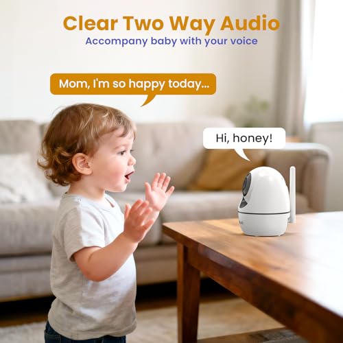 ANMEATE 6 Inch Baby Monitor with Camera and Audio - No WiFi, 48-Hour Battery, Thermal Sensor, Remote Pan/Tilt/Zoom, Two-Way Talk, Lullabies&White Noise, 1000ft Range