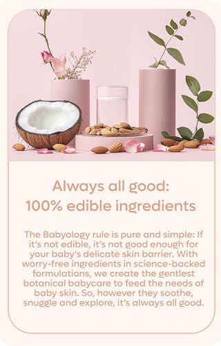 Babyology All Natural Baby Wash and Shampoo - 100% Edible Ingredients - with Organic Rose Water (Unscented) - 13,52 FL OZ - Good for Sensitive Skin - Non Toxic - Tear Free (Scents & Packs Vary)