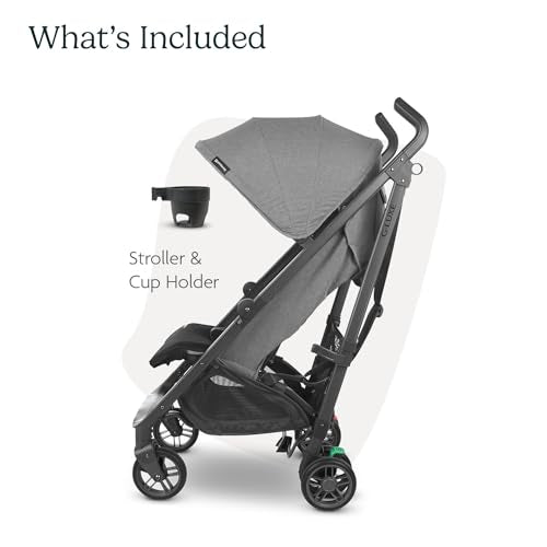 UPPAbaby G-Luxe Umbrella Stroller/Lightweight Design for Easy Travel/One-Step Fold + Recline/XL Basket + Canopy/Cup Holder Included/Greyson (Charcoal Mélange/Carbon Frame)
