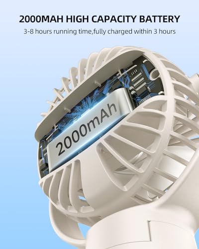 KIDEE Portable Stroller Fan, Mini Baby Fans Battery Operated, LED Display with 3 Speeds, Small Clip on Fan Desk Fans USB Rechargeable, Personal Handheld fans Fan for Travel Outdoor, Children Gifts