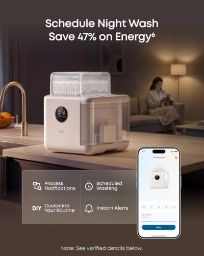 eufy Security S1 Pro Baby Bottle Washer, Sterilizer and Dryer, Built-in Water Softener, Largest 10-Bottle Capacity, 3D HydroBlast Cleaning, 212°F Steam Sterilizer, Fast Drying, Smart App Control