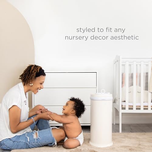 Ubbi Steel Diaper Pail, Odor Locking, No Special Bag Required, Award-Winning, Registry Must-Have, Ivory