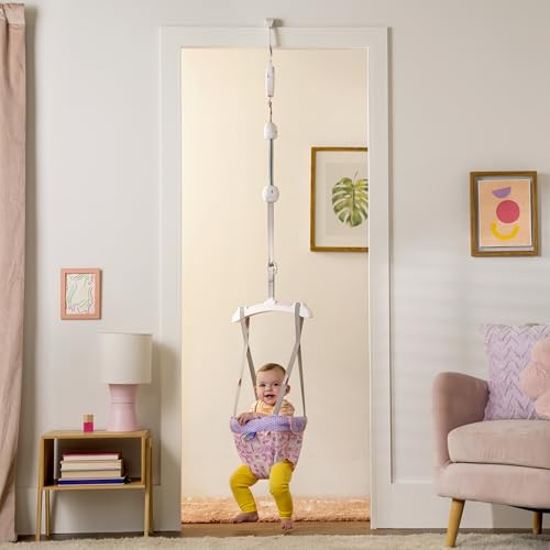 Bright Starts Purple Paradise Door Jumper for Babies 6 to 12 Months or Up to 26 Pounds, Travel Jumper