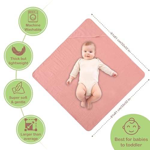 OEKO TEX 100% Organic Cotton 2 PK Muslin Baby Towels For Newborn 32x32 in
