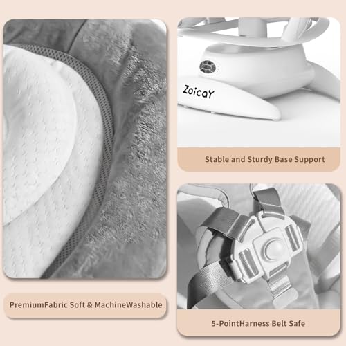Baby Swing, 3-in-1 Baby Swings for Infants with Motion Detection & Vibration Comfort, 360° Rotating Electric Baby Swings with 5 Speeds & 3 Swing Modes, Infant Swing for Baby with 12 Preset Melodies