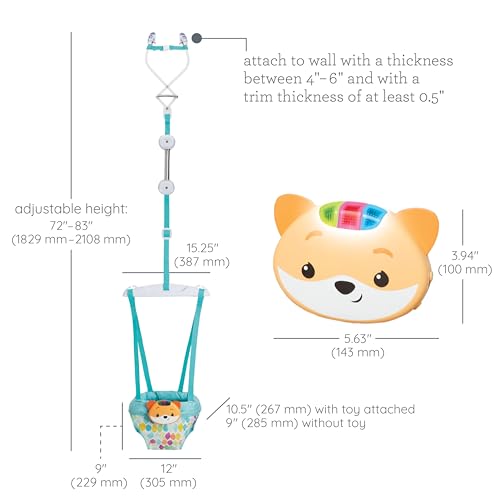 Infantino 2-in-1 Music & Lights Fox Doorway Jumper, Engaging Activity Jumper with Adjustable Strap & Motion-Activated Sounds for Babies 4 Months+
