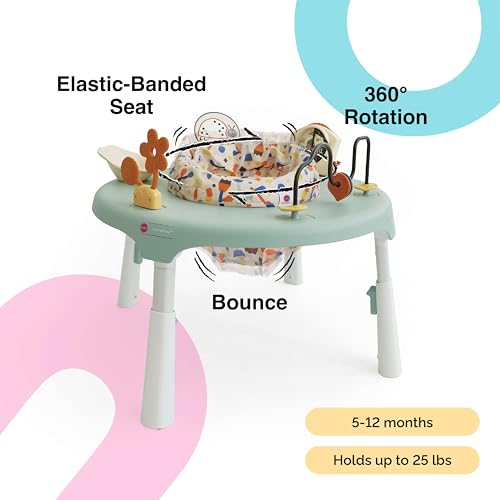 ORIBEL PortaPlay 3-in-1 Activity Center - Convertible Baby Activity Center | Patented Bouncy Seat with Stable Foot Support | 5 Months+ | Portable Infant Activity Table | Enchanted Garden