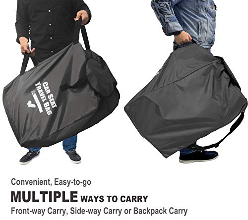 Garfine Car Seat Travel Bag for Air Travel - Profaster Airplane Carseat Gate Check Bag Backpack, Fold with Attached Carry Bag, Gray
