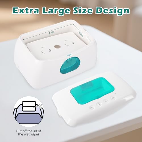 Baby Wipe Warmer with 16-Level Precision Heating, Portable USB-Powered Wet Wipe Warmer, Auto-Lift Spring Wet Wipes Dispenser, Gentle 45°-60° Diaper Wipes Warmer for Diaper Changes, Home & Travel Use