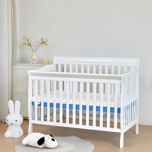 ASANEST Dual Sided Comfort Gel Memory Foam Breathable Baby Bed Mattress for Crib, Premium for Infant and Toddler with Removable Outer Cover, White & Blue, Standard Size 52 x 28 x 5 Inches