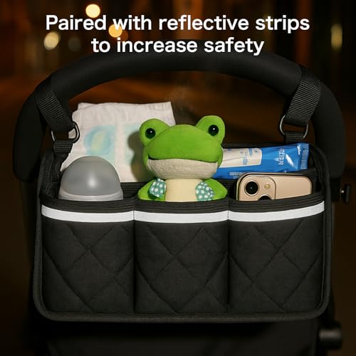 Longomat Stroller Caddy Stroller Organizer With Cup Holder, Non Slip Straps Stroller Bag for Phone, Pet Stroller Accessories,Universal Stroller Organizer,Fits Single & Double Strollers