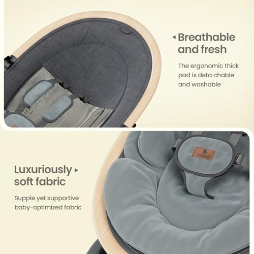 Electric Baby Swings for Infants, Infant Swing with Music Speaker, 3 Seat Positions, 5 Speeds and Remote Control for Newborn Boy Girl, Indoor & Outdoor Use, Black