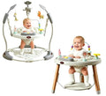CuddoBaby Baby Jumper 4-Stage Convertible| Montessori -Inspired 8 Interactive Toys| Tummy Time Playmat, Bouncer, Exersaucer, Toddler Table| Music & Lights | 3-6, 6-12, 12-18, 12-24 Months - Gray