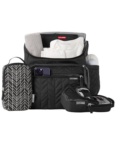 Skip Hop Diaper Bag Backpack: Forma, Multi-Function Baby Travel Bag with Changing Pad & Stroller Attachment, Jet Black