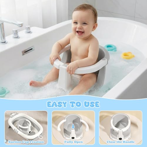 Baby Bath Seat for Babies Sitting Up, Bath Seats Sitting Up for Infant,Safe & Comfortable Toddler Bath Seat, Features an Open Design, Non-Slip Baby Bathtub with 3 Suction Cups(6-24Month)