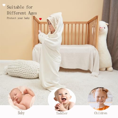 Smluckyg 6 Pack Organic Cotton Baby Bath Set, Ultra Soft Embroidered Hooded Towel and 5 Washcloths, Premium Gentle Newborn, Toddlers Gift for Sensitive Skin, Brown 30 x 30 Inch