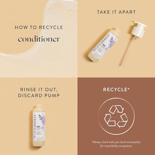 The Honest Company Silicone-Free Conditioner, Gentle for Baby, Naturally Derived, Tear-free, Hypoallergenic, Lavender Calm, 10 fl oz