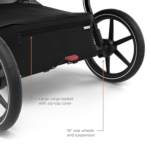 Thule Urban Glide 2 Jogging Stroller, Black/Silver Frame, Double