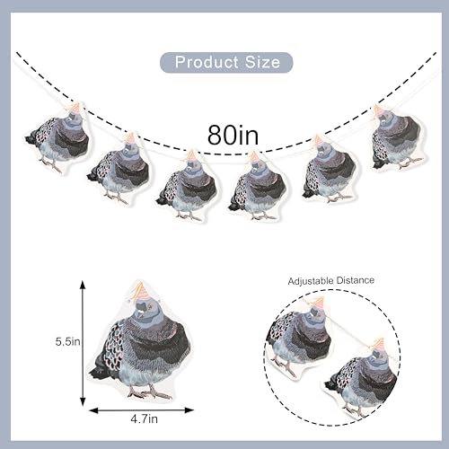 Pigeon Party Banner - Woodland Birthday Party Decorations, Woodland Animals Baby Shower Supplies, Pigeon Theme Garland Cake Smash Photo Props, Funny Pigeon Banner for Baby