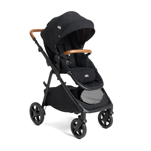 Joie Ginger and Mint Latch Travel System – 4-in-1 Travel System with Base-Free Infant Car Seat & Stroller, Built-in Latch for Easy Install and an Included All-Terrain Stroller (Shale Dark)