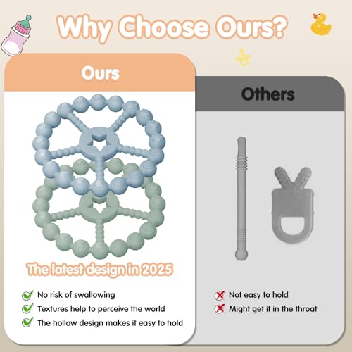 Baby Teething Toys 3-12 Months - Loviomad 3 Pack Ring Teether Baby Toys, Newborn Infant Essentials, Food Grade Silicone Teething Toys for Babies 6-12 Months, Shower Gifts Teething Relief (Girl/Boy)