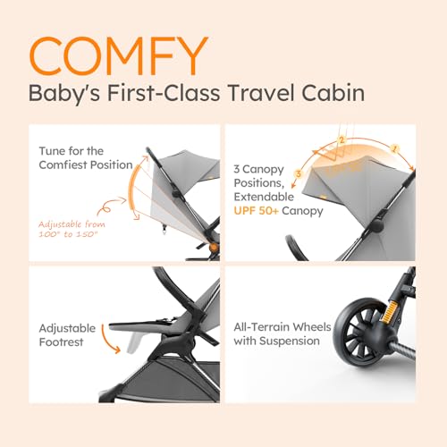 MAMAZING Ultra Air X Travel Stroller - Ultra-Lightweight Under 10 lbs, Carbon Fiber Frame & Airplane Friendly, Lightweight Stroller with Reclining Seat, UPF 50+ Canopy & Travel Bag