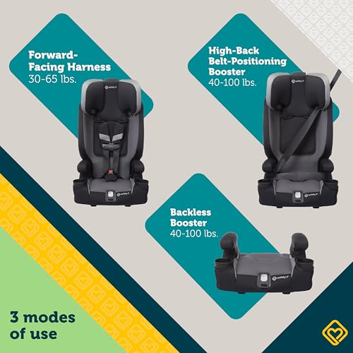 Safety 1st Boost-and-Go Essential 3-in-1 Booster Car Seat, Highback & Backless Modes, Lightweight, Easy Install, Labrador II
