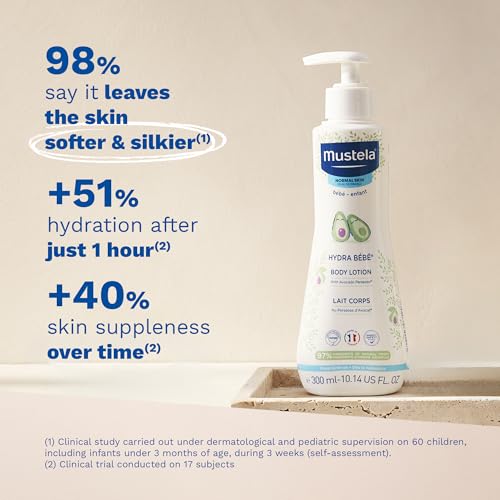 Mustela Hydra Bebe Body Lotion - Daily Moisturizing Baby Lotion with Natural Avocado, Jojoba & Sunflower Oil - 10.14 fl. oz.