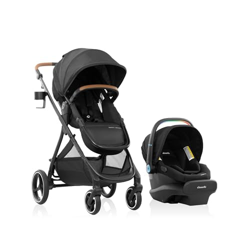 Evenflo Shyft Intuiti Travel System Featuring LiteMax NXT Preemie and Infant Car Seat with SensorySoothe (Eclipse Black)