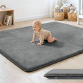 PAPAMAT 1.3" Thick Baby Floor Play Mat 50x50, Basic Padded Foam Mat for Tummy Time Crawling, Non Slip Cushioned for Babies Toddlers Infants Kids (Dark Grey)