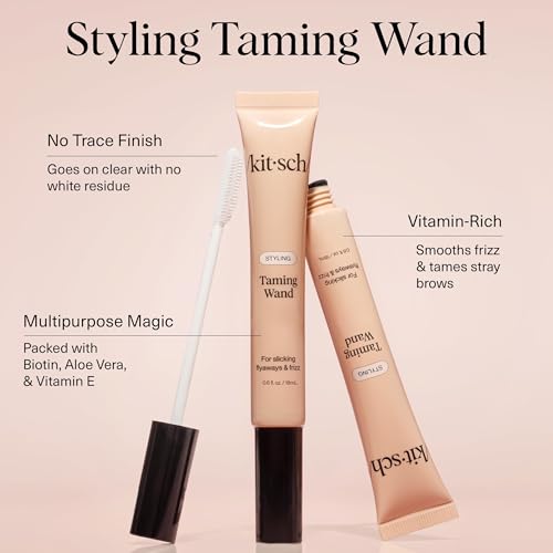 Kitsch Hair Taming Wand - Fly Away Stick For Hair with Biotin, Aloe & Vitamin E | Clear Hair Mascara for Flyaways, Slick Back Style | Travel Size - 18mL