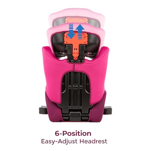Diono Cambria LE, 2-in-1 Belt Positioning Booster Seat,Backless and High-Back Booster seat for Children from 40—120 lb,17" Wide,6 Headrest Positions,Lightweight with Latch,Pink