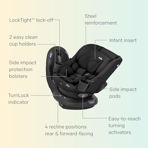 Joie Baby, Chili Spin SI 360 Rotating 2-in-1 Convertible Car Seat, Rear and Forward-Facing, No-Rethread Harness, Side Impact Protection (Dove)