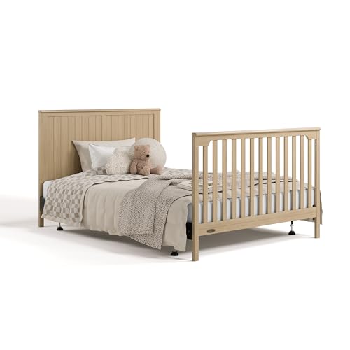 Graco Hadley 5-in-1 Convertible Crib & Changer – GREENGUARD Gold Certified, Fits Standard Crib Mattress, Converts to Toddler Bed and Full Bed, 4 Adjustable Mattress Heights (Driftwood)
