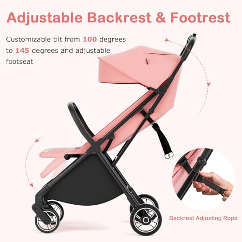 INFANS Ultra-Compact Fold Airplane Ready Travel Stroller, One-Hand Gravity Fold Near Flat Recline Seat, Foldable Toddler Stroller for Infant 6-36 Month